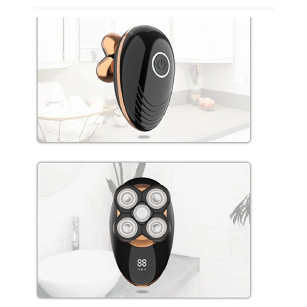 Rasoir électrique sec pour hommes, tondeuse à barbe, rasoir aste, machine à raser chauve, écran LCD, kit de toilettage