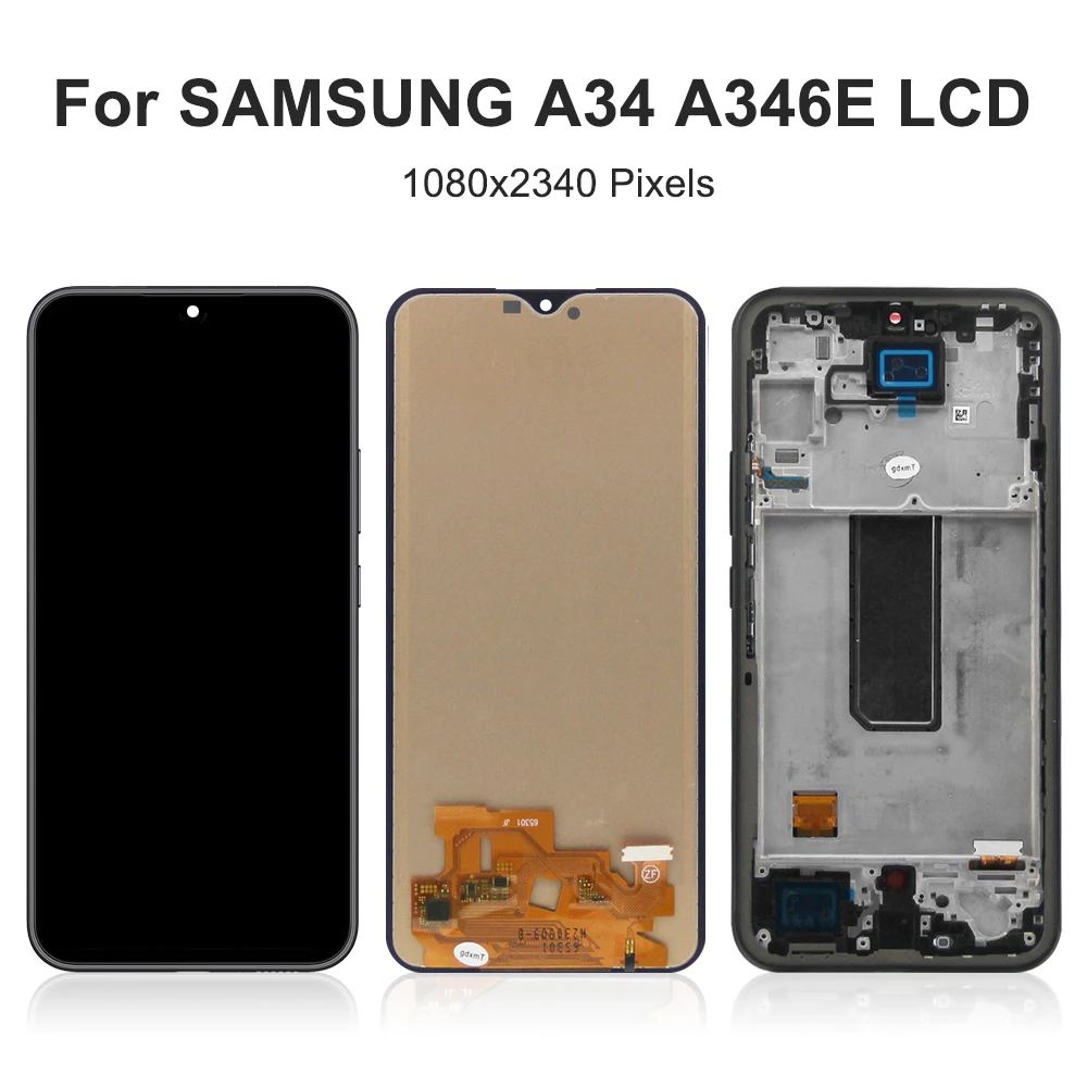 Tested A34 5G For Samsung For A34 A346 A346B A346E A346M A3460 LCD Display Touch Screen Digitizer Assembly Replacement