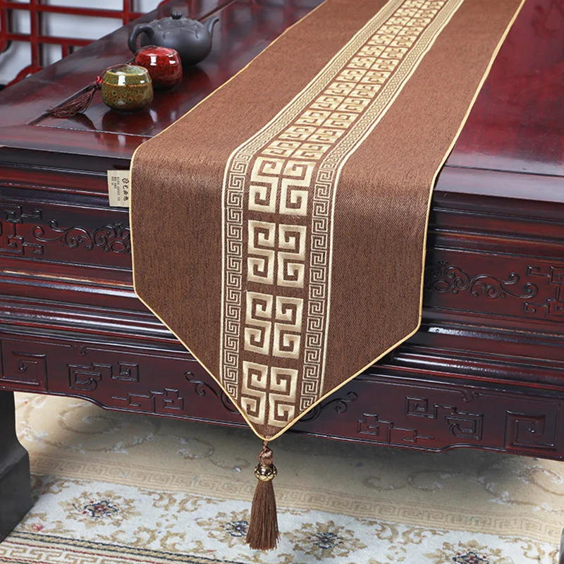 New Chinese-style Embroidered Light Luxury Table Flag Dining Table TV Cabinet Long Strip Cover Table Decoration Table Runners