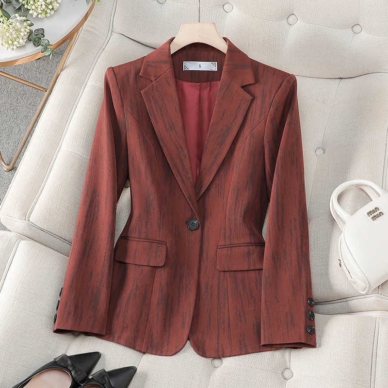 ZJYT Koreaanse Mode Een Knop Blazers voor Vrouwen Print Jasje 2025, Lente Outerwears Elegant Casual Plus Size Veste Femme