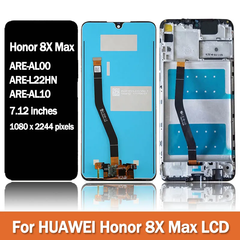 Tested For Huawei Honor 8X Max ARE-AL00 ARE-L22HN ARE-AL Display Touch Screen Digitizer Assembly For Honor8XMax LCD Frame