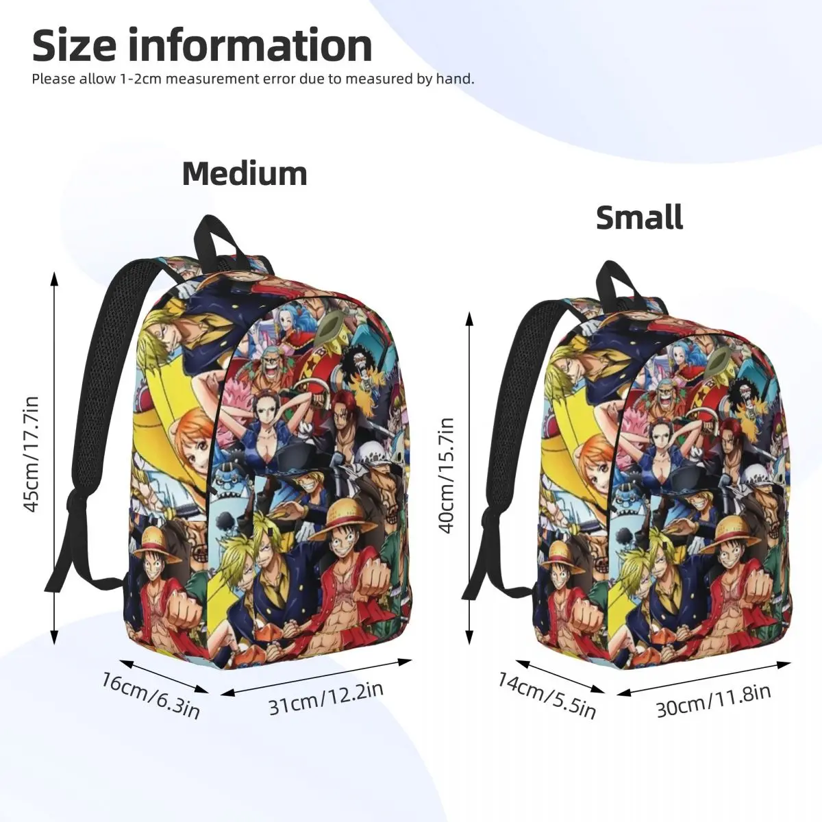 Mochila de lona ao ar livre Monkey D Luffy, bolsa de trabalho clássica, mochila de anime japonesa, sacos portáteis masculinos e femininos