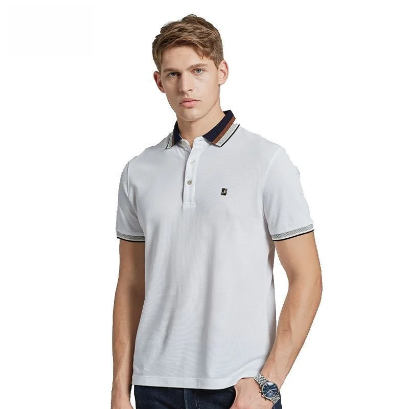 

Aquascutum Casual Versatile Collared ort Sve irt 00 Cotton Youth Faion Urban Wear Breathable Moisture ng