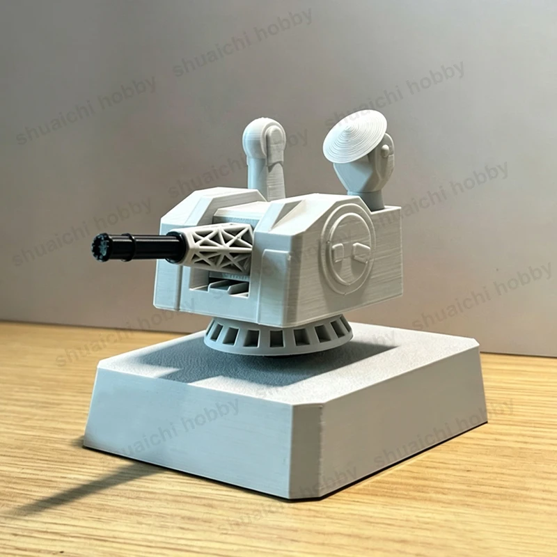 1PCS 3D Printed 1130 Close-In Defense Turret Model 360 Degree Rotatable Powered Tabletop Ornament for Desktop Showcase Collector