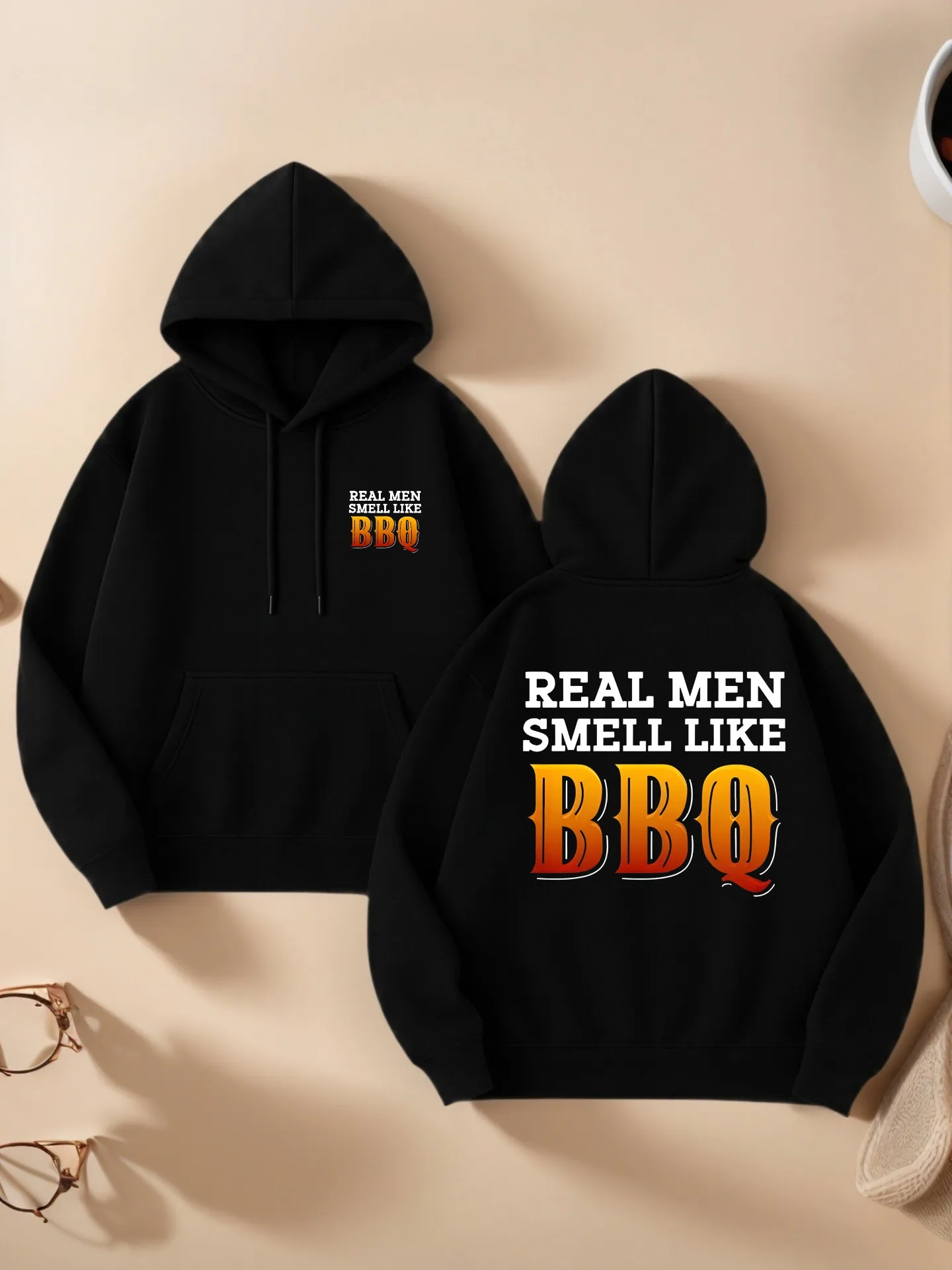 

Graphic Hoodie for Men, Letter Print, Casual Style, Soft Fabric, Casual Everyday Wear