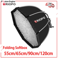 Triopo 55cm 65cm 90cm 120cm Speedlite Portable Octagon Umbrella Softbox + Honeycomb Grid Outdoor Flash Soft Box for Canon Godox