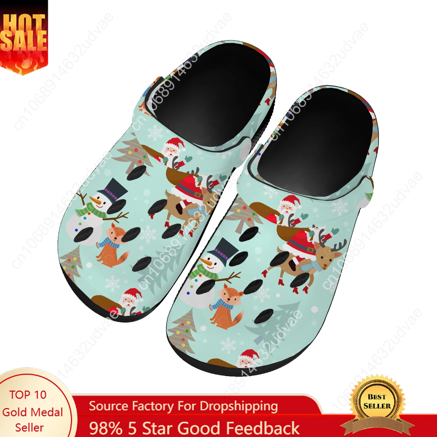 

Christmas Water Shoes Men Women Teenager Comfortable Fashion Home Garden Clogs Custom Sandals Beach Breathable Hole Slippers