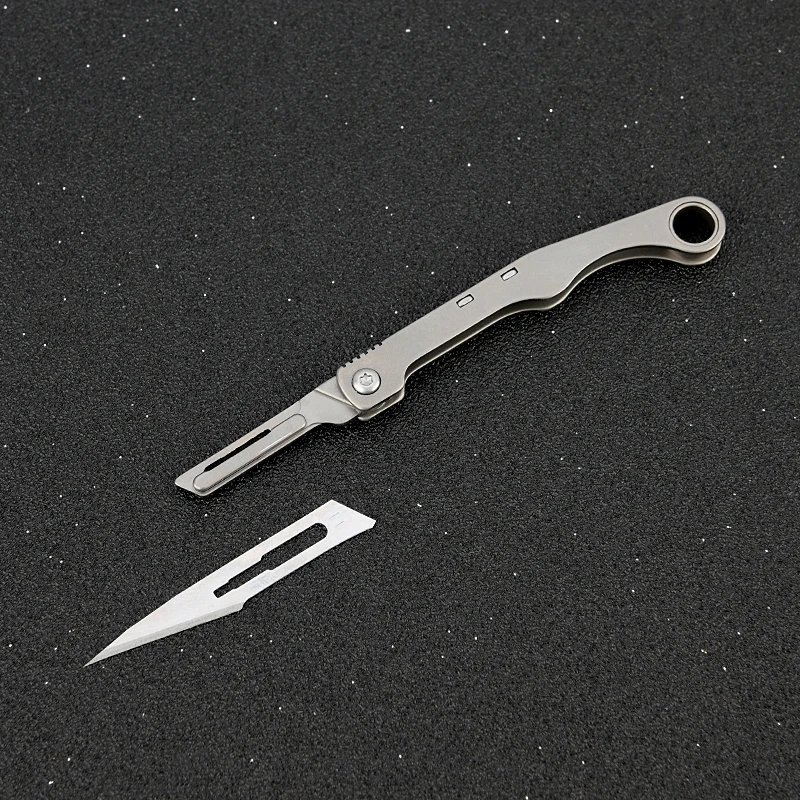 Imagem -04 - Titanium Alloy Mini Bisturi Utility Knife Quick Open Keychain Bolso Faca Dobrável Lâmina Substituível Self Defense Tool No.11