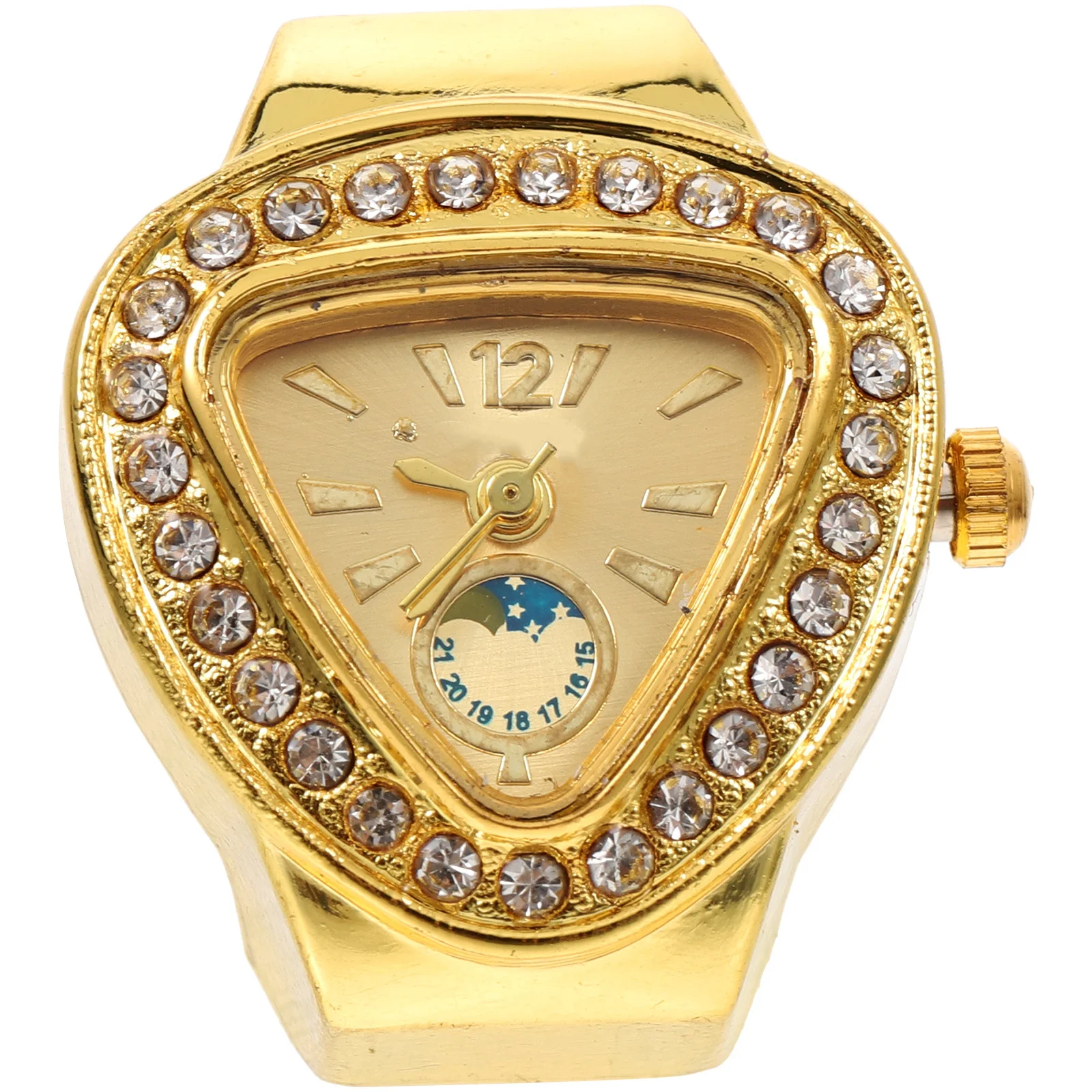 

2Pcs Alloy Glass Ring Watch Mini Creative Personalized Finger Decor Vintage Ring Decorative Finger Circle