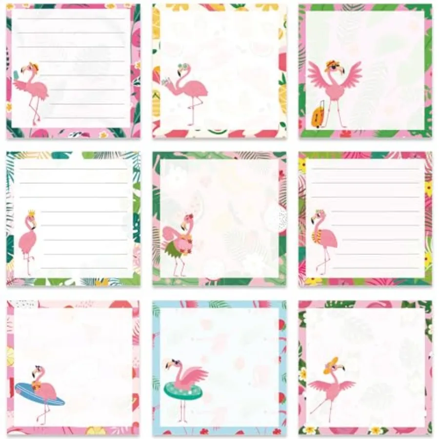 

Sticky Notes Gifts - 9 Pack Pink s Notepads 3x3 Inch Gifts, Summer Animals Memo Pads Office School Supplies for Friends Coworke