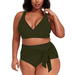 Seksowny zestaw Bikini Plus Size stroje kąpielowe kobiety sznurowane dwuczęściowy strój kąpielowy letni hawajski swobodny zestaw plażowy tankini Mujer