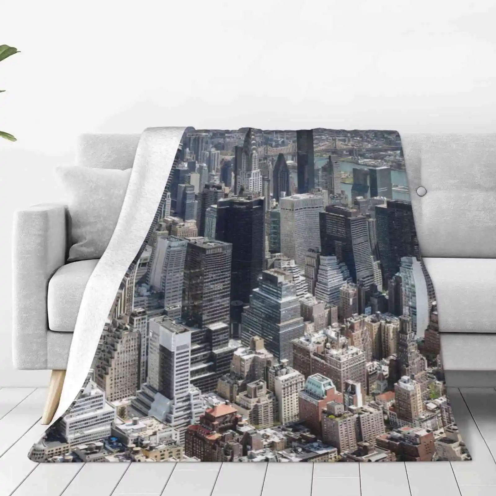 New York City , View From The Empire State Building Blanket Soft Warm Travel Portable Blanket Ny New York Panoramic View Winter