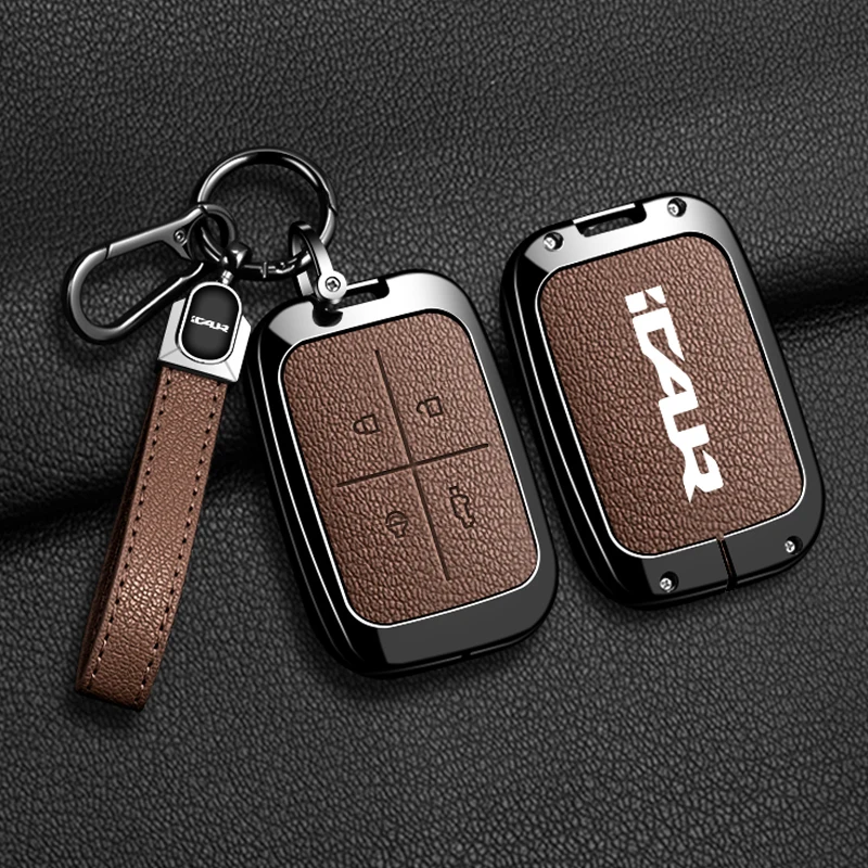 Suitable for 2025 Chery ICAR V23 Key Box V23 Zinc Alloy Genuine Leather Car Key Bag Shell Intelligent Remote Control Accessories