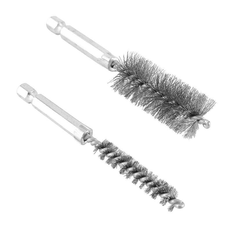 

AB42-20Pcs Stainless Steel Bore Brush In Different Sizes 1/4Inch Hex Shank,Wire Brush Attachment For Drill Set