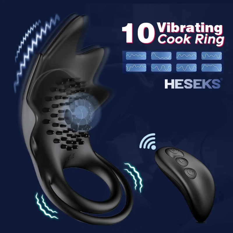 HESEKS Vibrating Cock Ring G spot Clitoris Penis Ring Silicone Delay Cock Ring Vibrator For Couple Adule Toy Sex Toys For Men