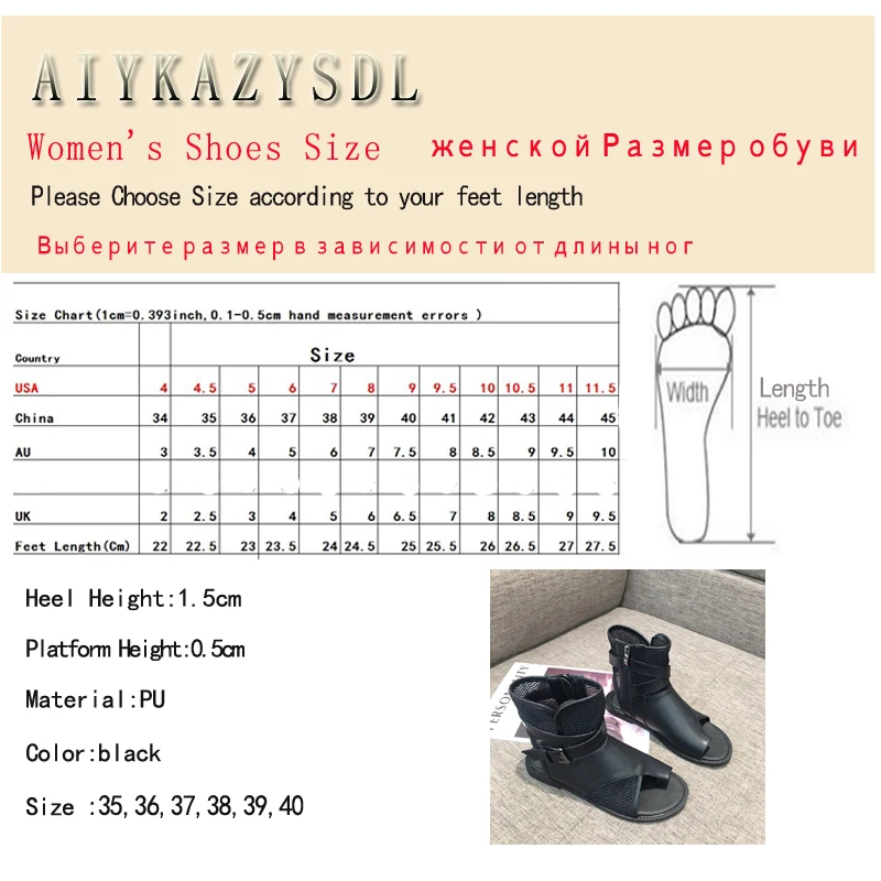 AIYKAZYSDL Gladiator rzymskie sandały Slingback Casual mieszkania wysokie góry botki zacisk okrągły nosek pasek z klamrą letnie buty Bootie