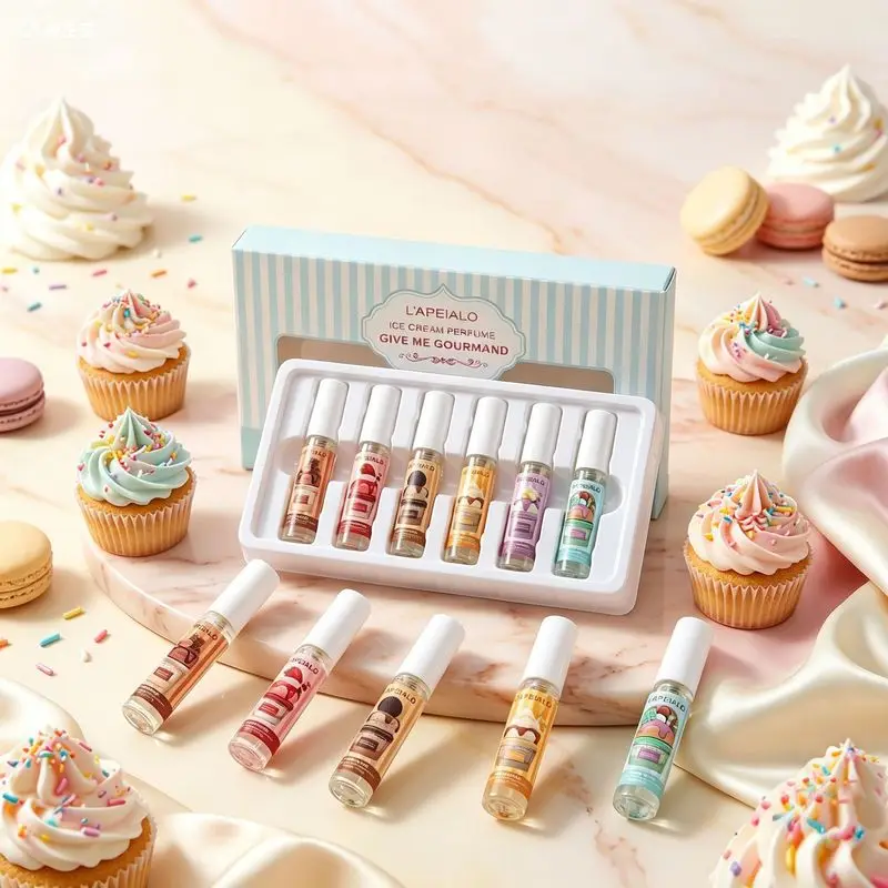 LAPEIALO Ice cream perfume 6 Gift box set of gourmet milk-flavored light fragrance mini portable spray bottles view 4