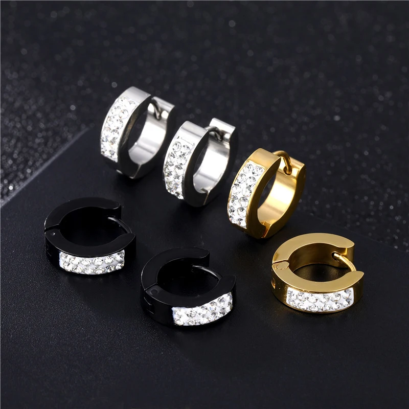 2pcs/24pcs Stainless Steel CZ Stud Hoop Earrings Cross Dangle Ring Huggie Earring Ear Piercing Jewelry Set for Men and Women