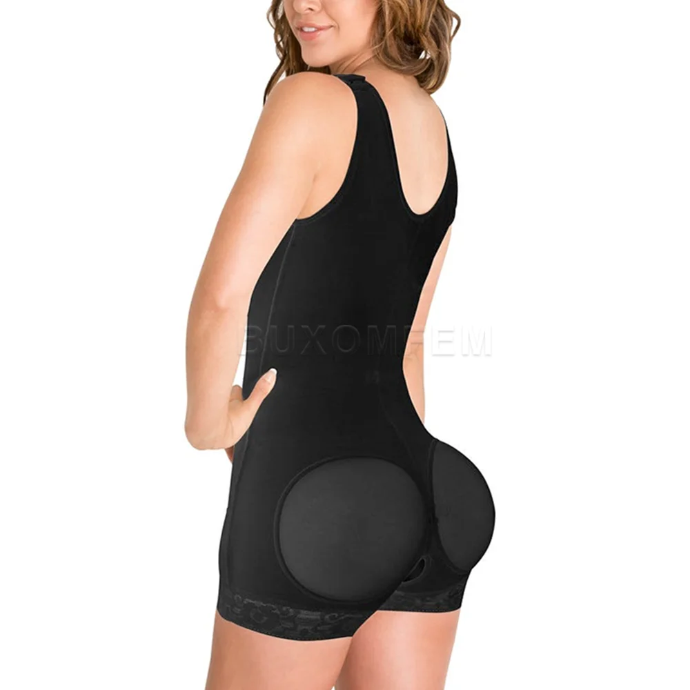 Women's Shapewear Skin-Friendly Seamless Padded Hip Shapewear Adjustable Hip Pads Enhancer Shapewear with Zipper & Shoulder