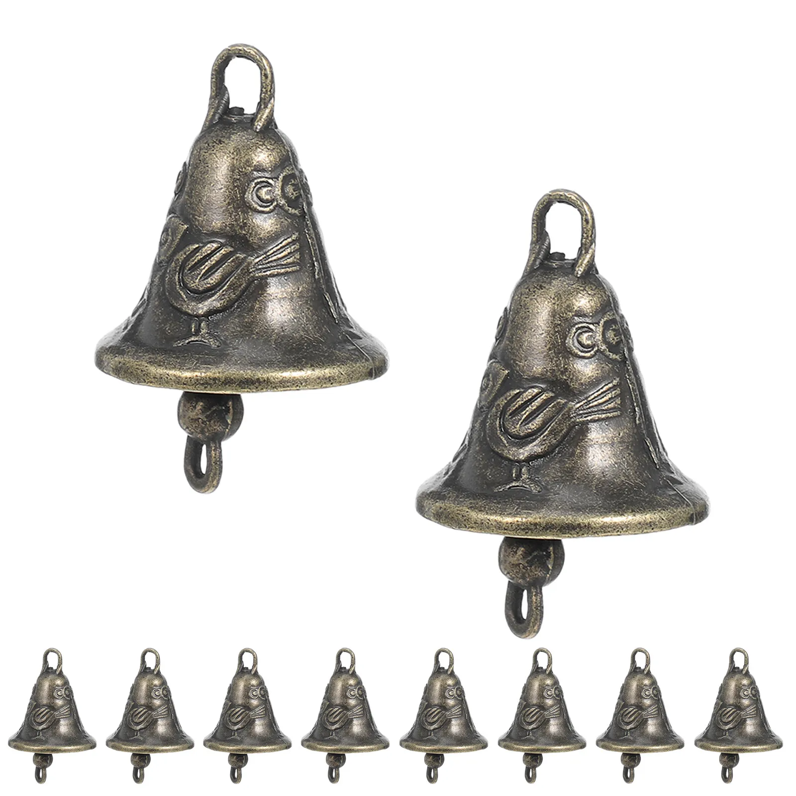 30Pcs Elegant Small Metal Bells Vintage Design Wind Chime Replacement Parts Craft Bell Charm for Jewelry Making Keychain Hanging