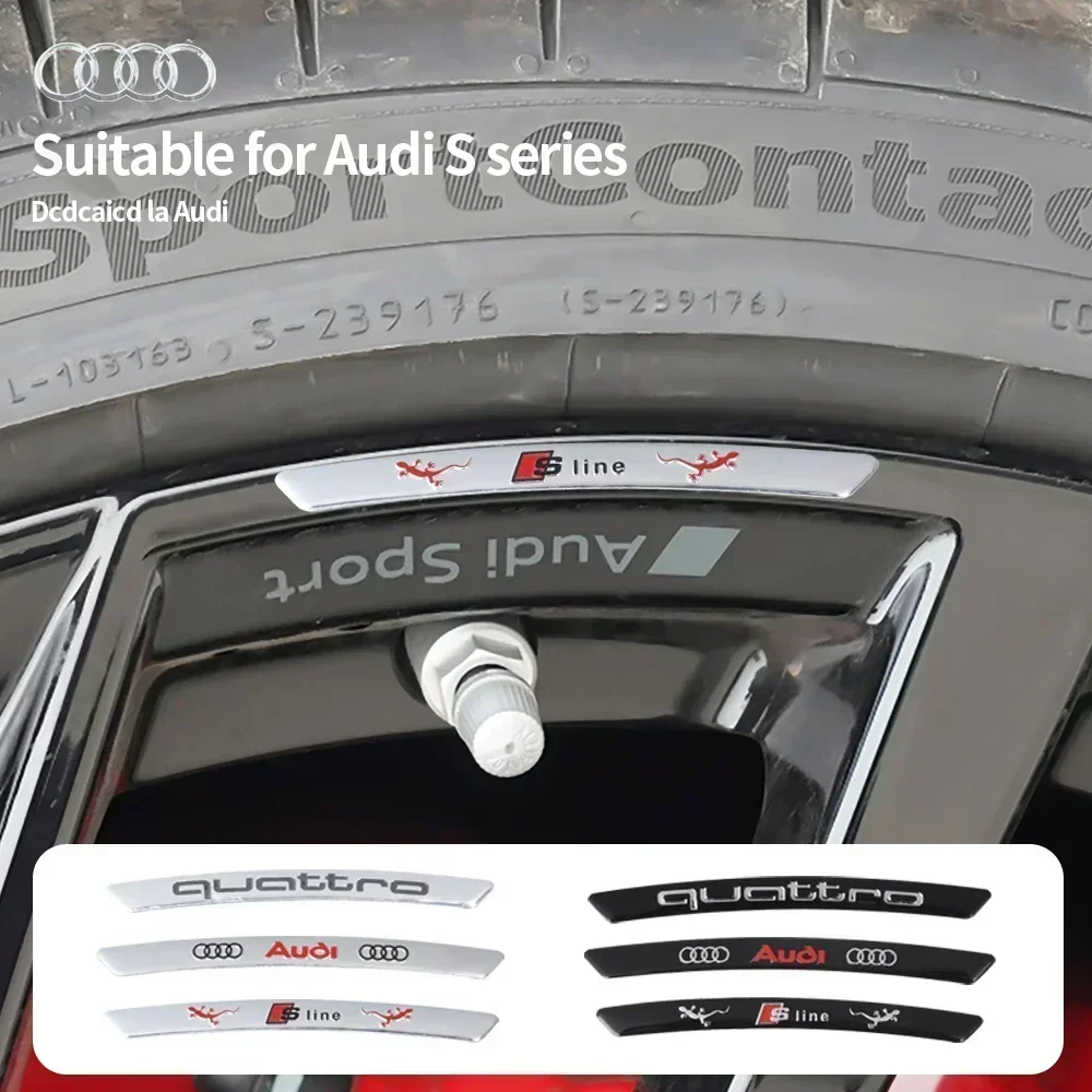 

4pcs Aluminum Car Badges Wheels Rims Stickers For Audi S Line Q3 Q5 Q7 RS3 RS4 RS5 A3 A4 B5 B7 B9 8p 8V QUATTRO Auto Decoration