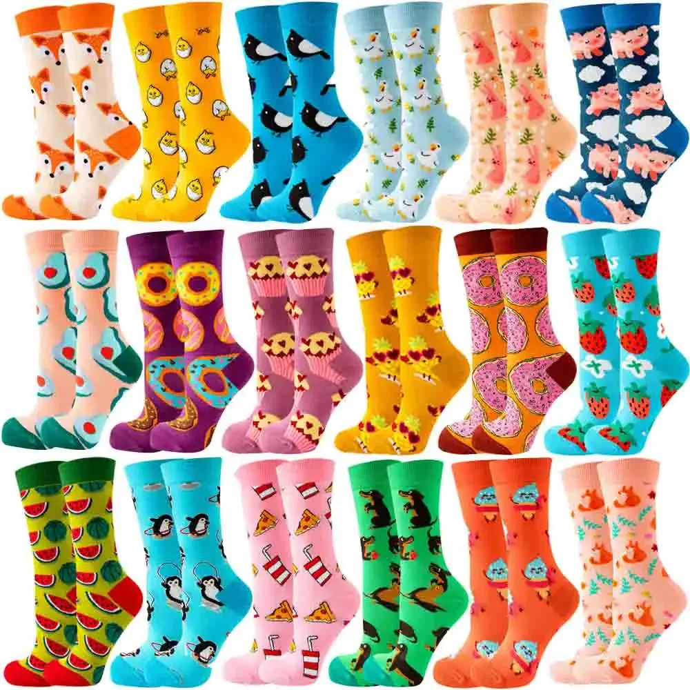 1pairs NewWomen\'s Socks Animal Mid Tube Creative Skateboard Personality Socks Hip Hop