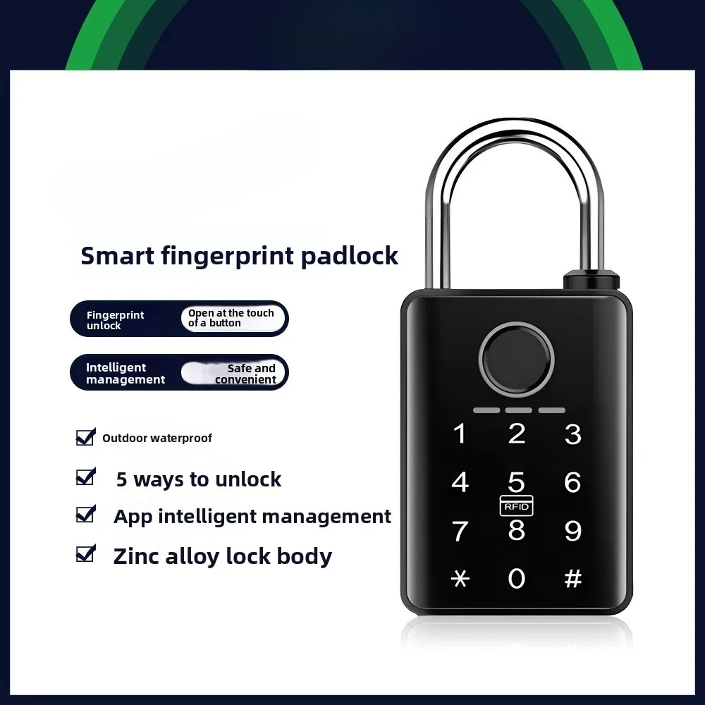 Smart Bluetooth fingerprint padlock remote sharing unlocking password swipe card lock with key