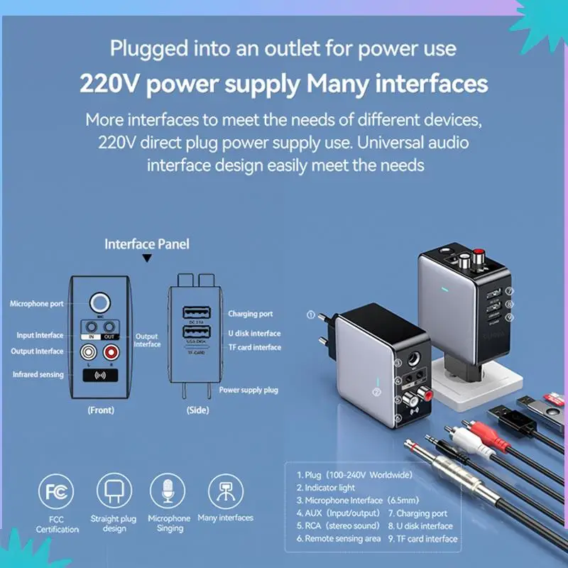 ABZW 3 で 1 ワイヤレス Bluetooth レシーバートランスミッターサポート QC3.0 高速充電テレビヘッドフォン用マイク入力