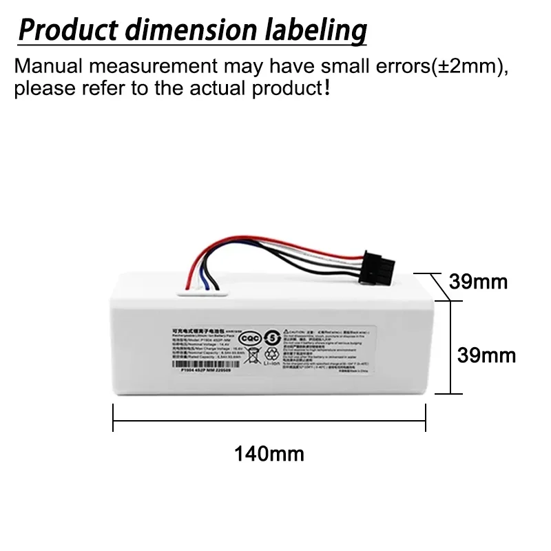 

14.4V 5200mAH Sweeping Mopping Robot Battery For Original Xiaomi P1904-4S2P MM Vacuum Cleaner 1C