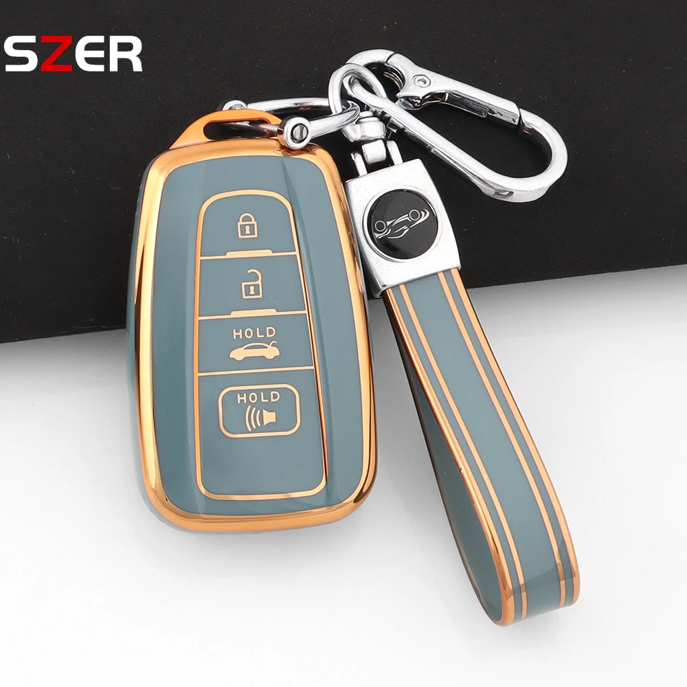 4-Tasten-TPU-Fernbedienungs-Autoschlüsselhülle für Toyota CHR Camry Corolla RAV4 Highlander C-HR Prius Land Cruiser Prado Schlüsselanhänger