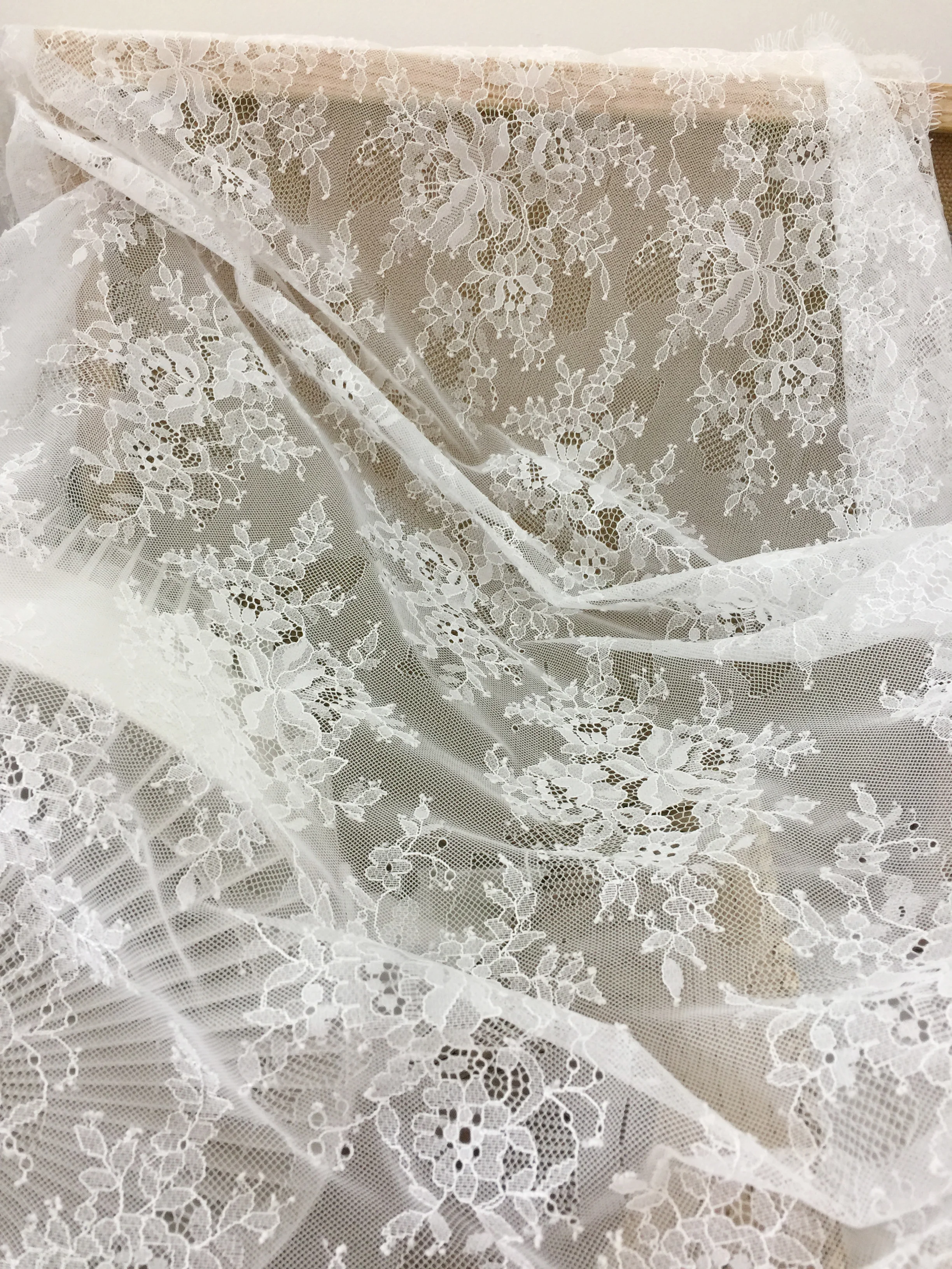 3M/ LOT 150cm hot sale solid color French Chantilly lace fabric DIY kid dress shirt skirt accessory