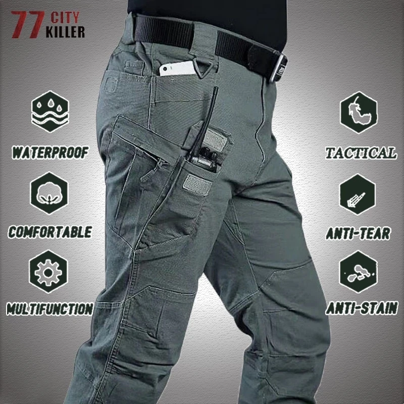 Pantalones tácticos militares de la ciudad para hombres, pantalones del ejército de combate SWAT, muchos bolsillos, impermeables, resistentes al