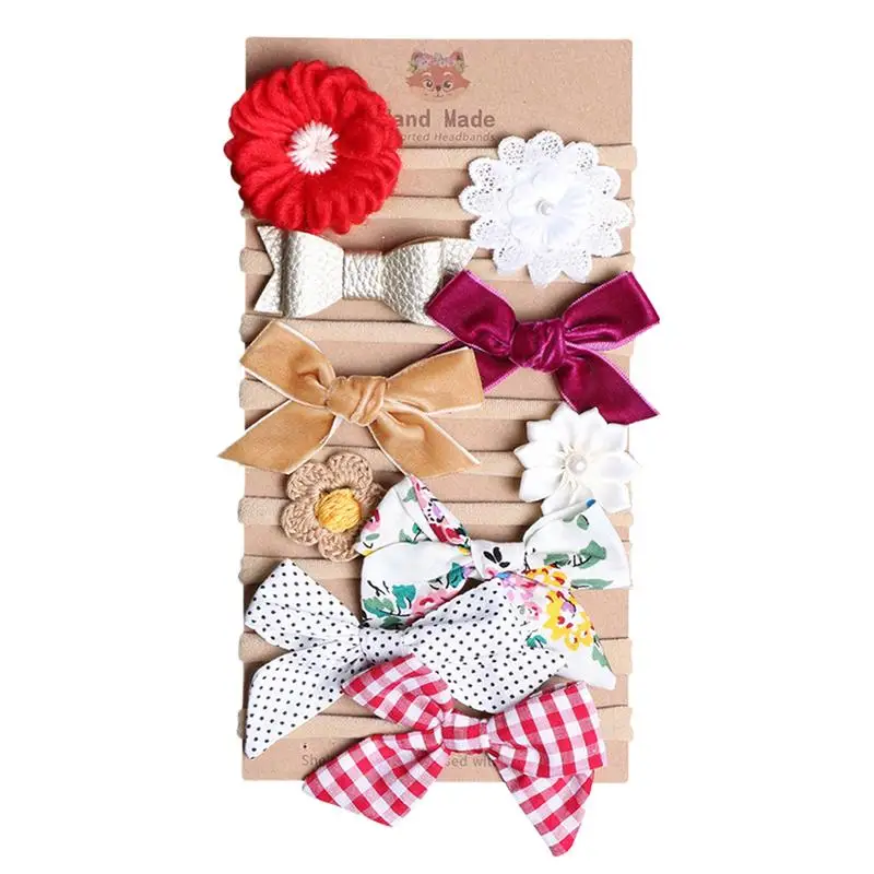 

Baby Nylon Headband Bows 10X Handmade Nylon Hair Hairbands For Kids Comfortable Soft Stretchy Hair Bow Elastics For Baby Girls