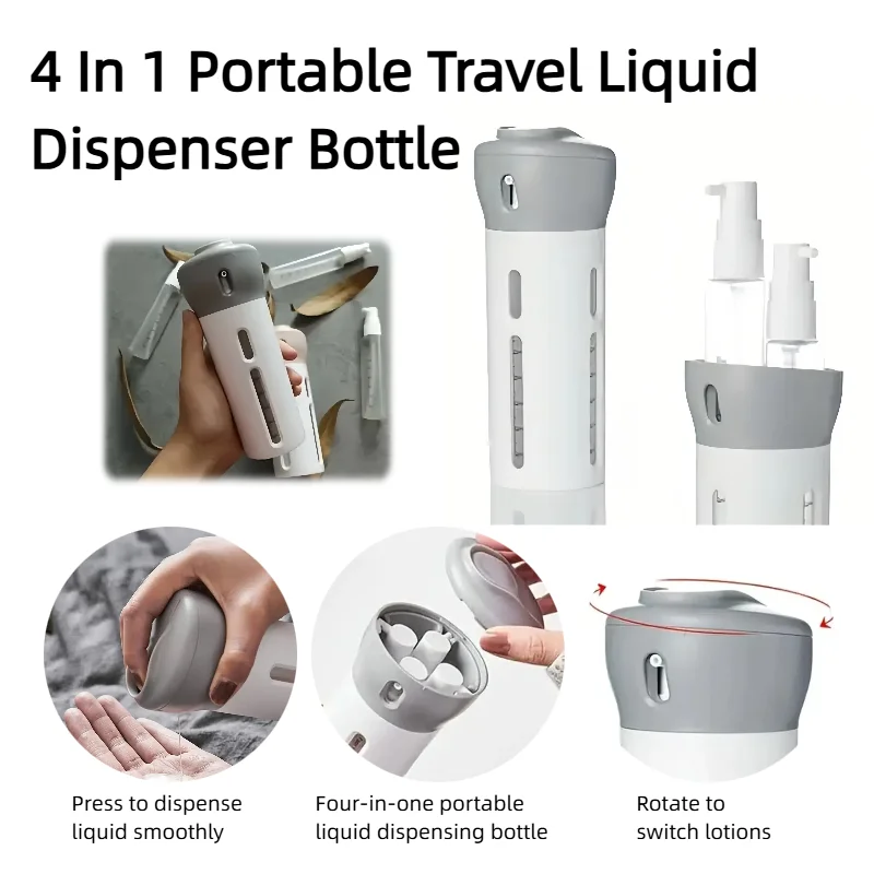 

Outdoor Travel Dispenser Split Bottle Shampoo Lotion Shower Gel Soap Bottle 4 in 1 Empty Sub-bottle Press Container Bottles