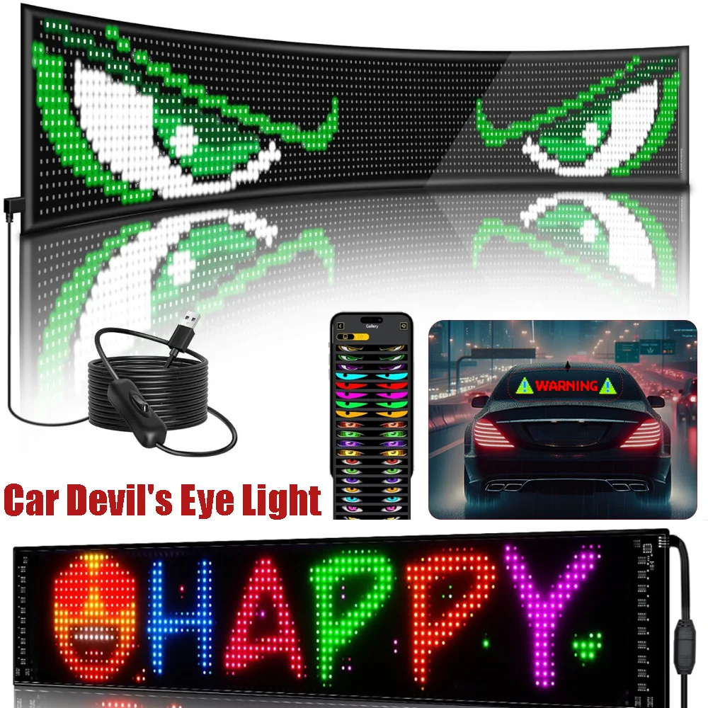 LED Car Flexible Screen,USB 5V Matrix Pixel Panel RGB Pattern Graffiti Scrolling Text Animation Display Car Shop with APP.