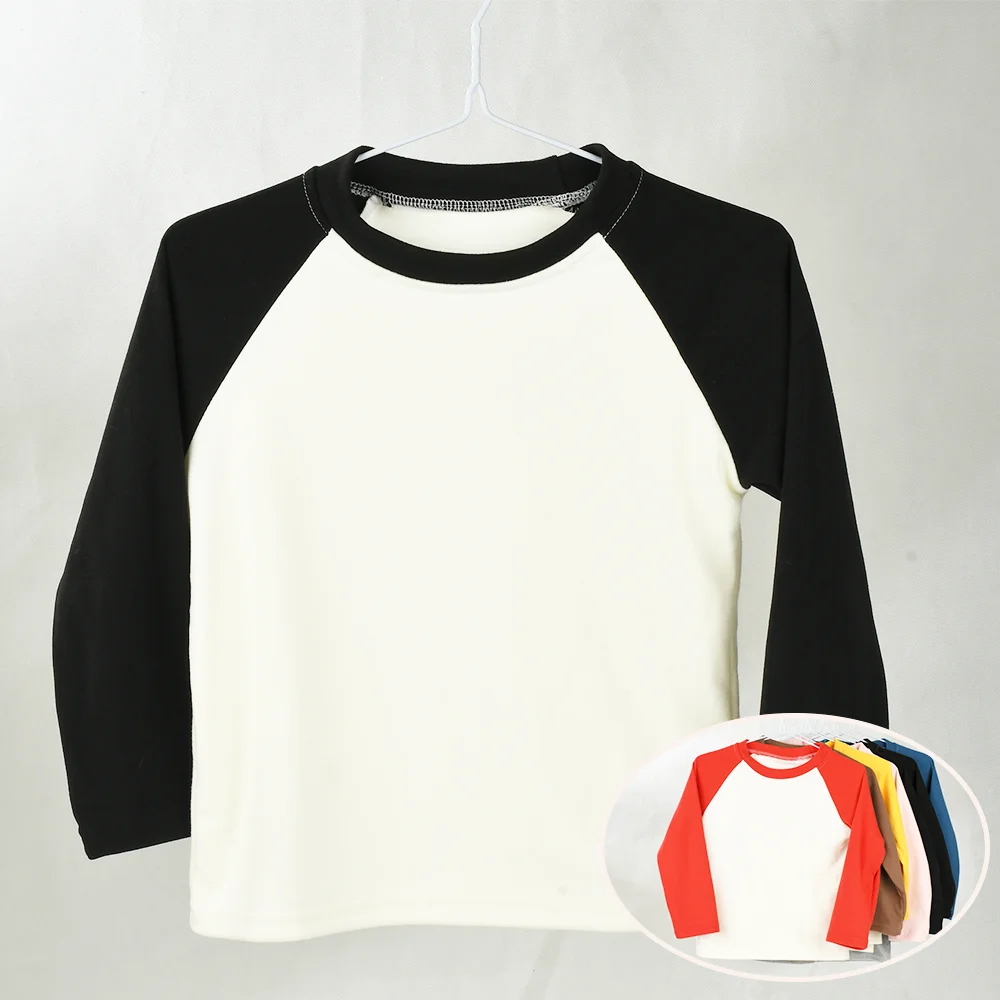 Spring Autumn Children Long Sleeved T-Shirt Kids Color Blocked Raglan Sleeves Sports Shirt 3-10 Years Old Boys Girls Casual Top