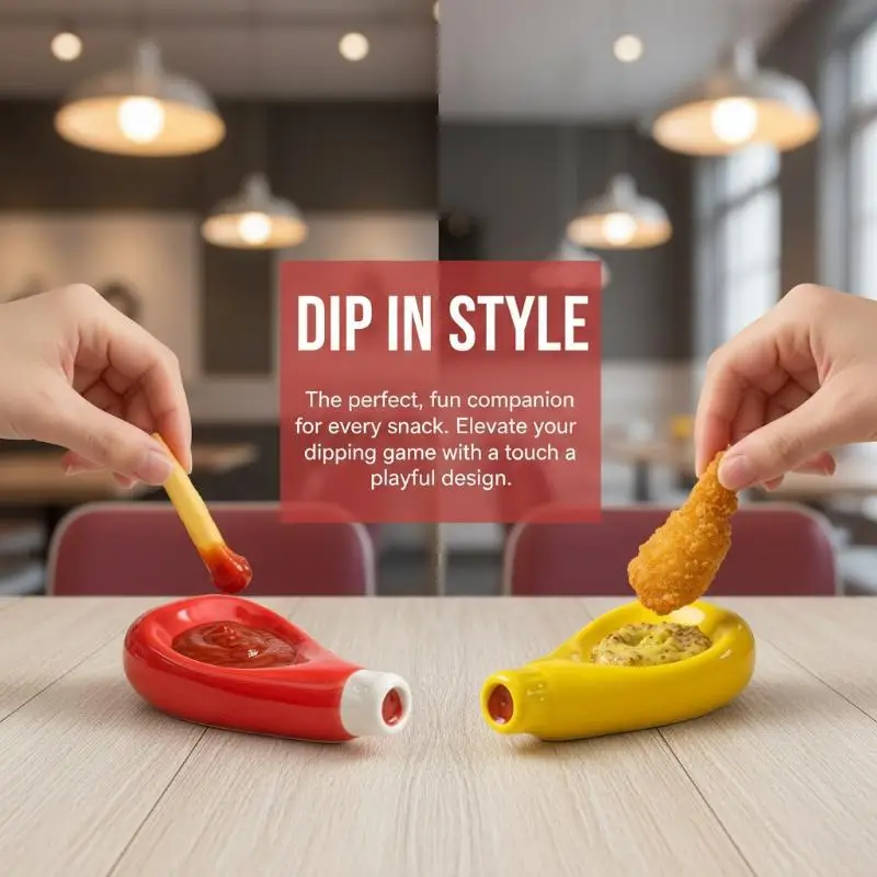 Juego de 4 Tazones Creativos para Salsas, Kétchup, Mostaza, Mayonesa, Mostaza Dijon, Tamaño Compacto para Aperitivos en la Mesa y Reuniones Familiares