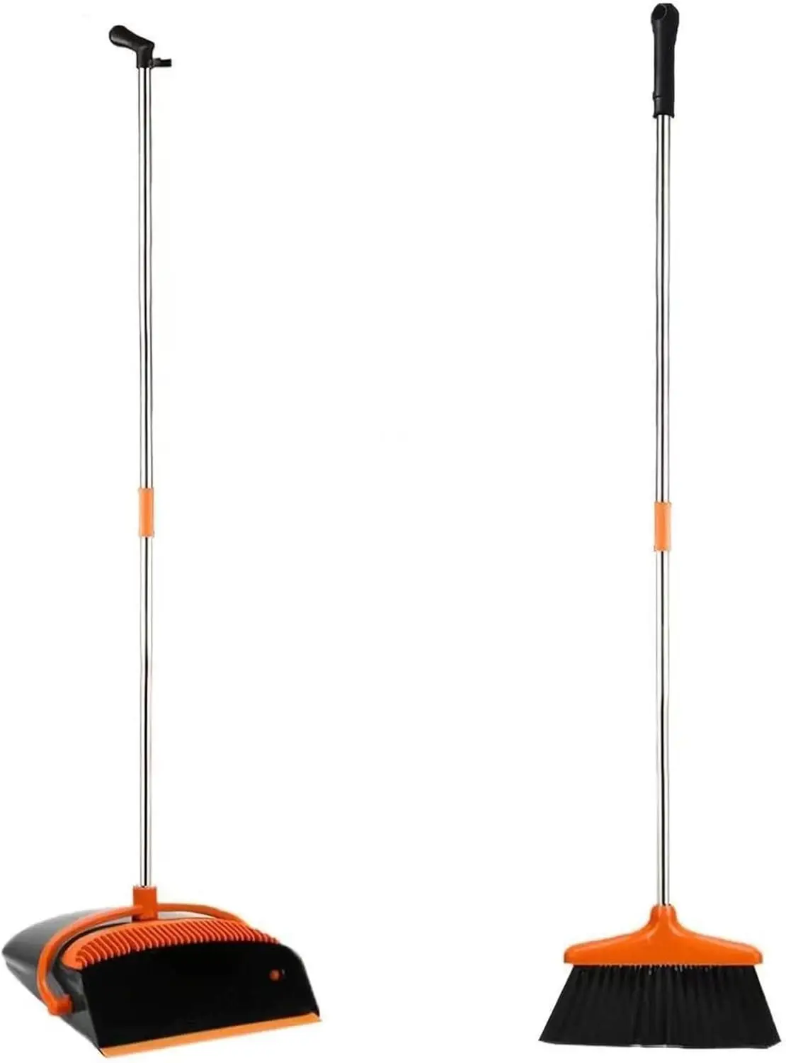 

Broom and Dustpan Set for Home Indoor Broom with Dustpan Combo Set Upright Dust Pans with Long Handle Garden Pet Hair Lobby Wood