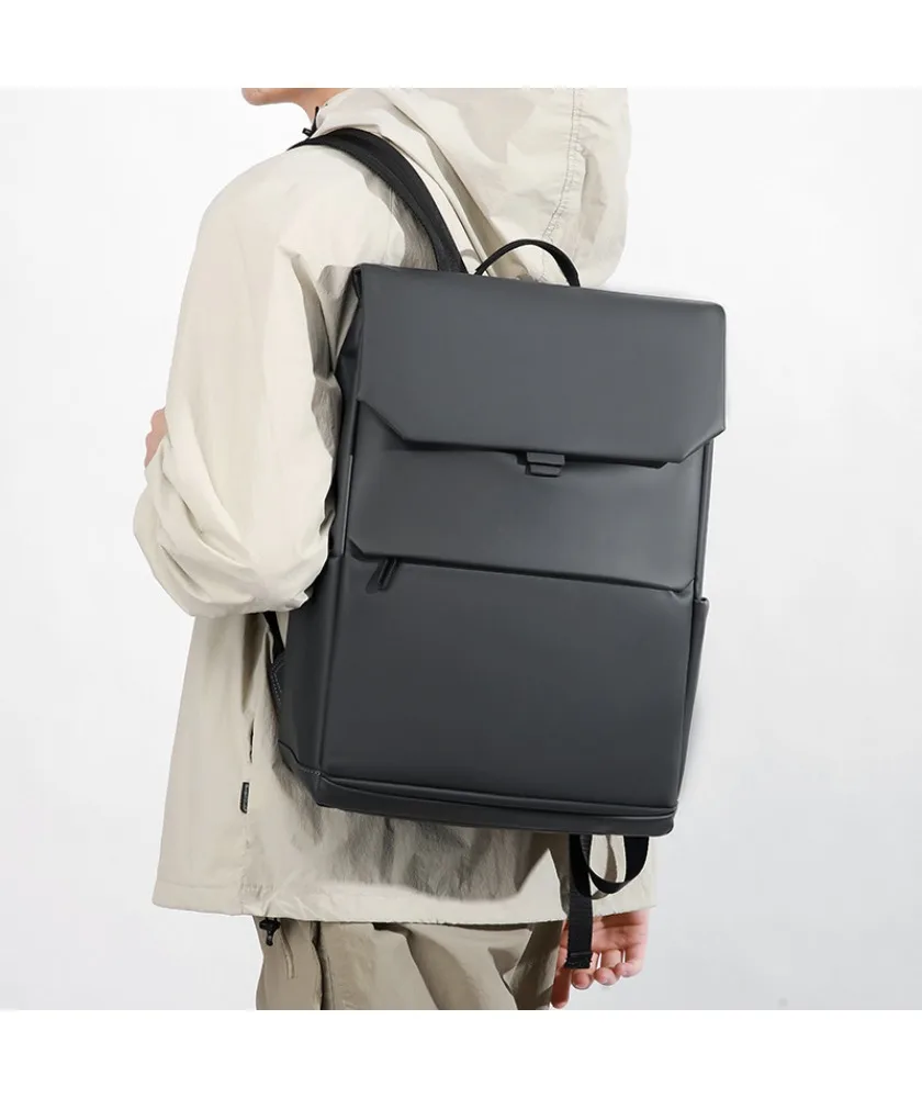 Large capacity leather film versatile schoolbag fashion trend college student backpack commuter backpack men