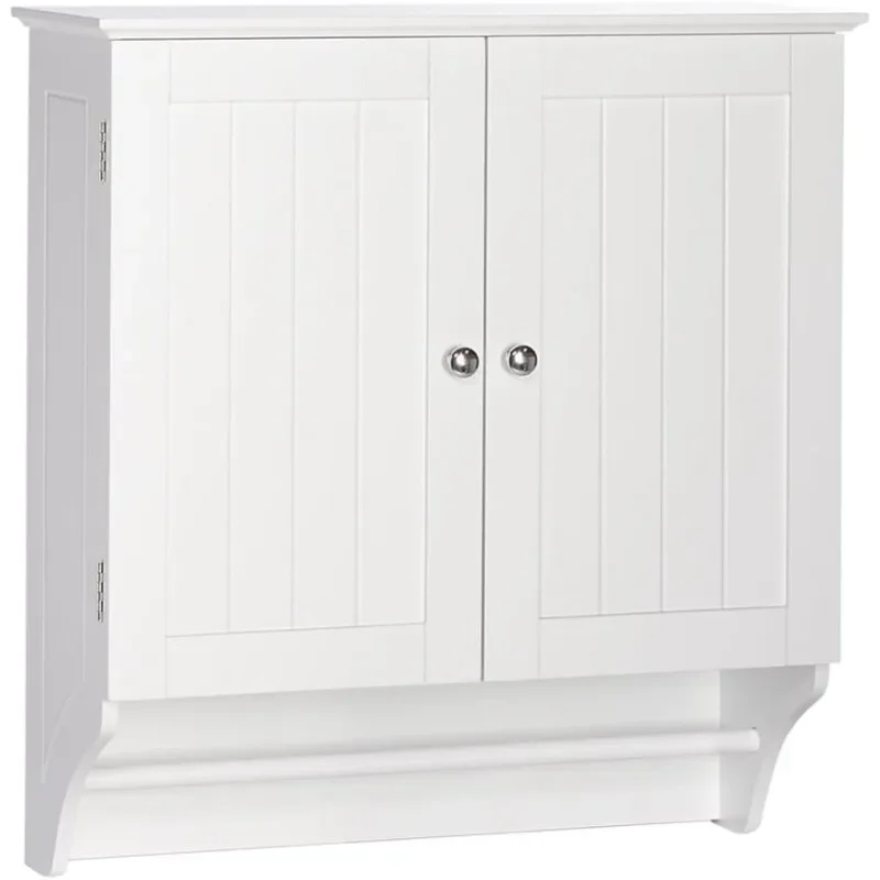 Ashland Two-Door Bathroom Storage Cabinet - White - Wall Mounted Medicine Cabinet Over Toilet Storage With