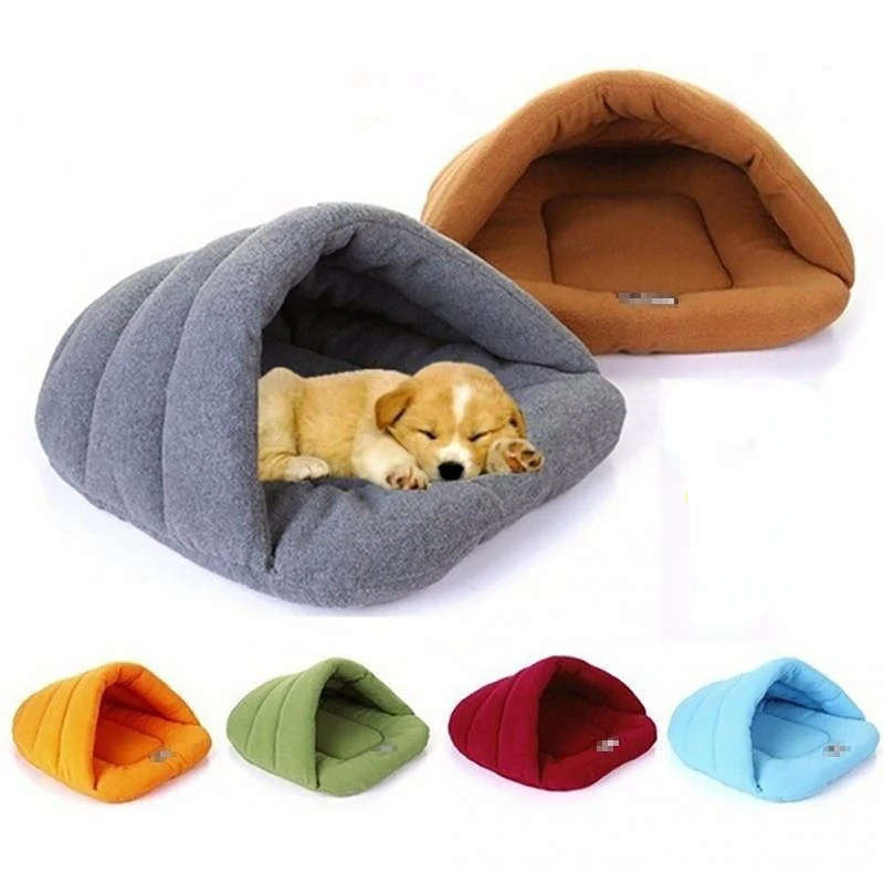 2027 Pet Dog Cave Bed Thick Fleece Warm Soft Slipper Shape Beds for Puppy Cats Tent Sleeping Mats Winter Pets Indoor Triangle Ne