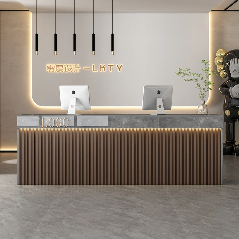 

Luxury Storage Reception Desk Counter Hair Salon Cashier Simple Reception Desk Counter Aesthetic Italian Commercial Furniture