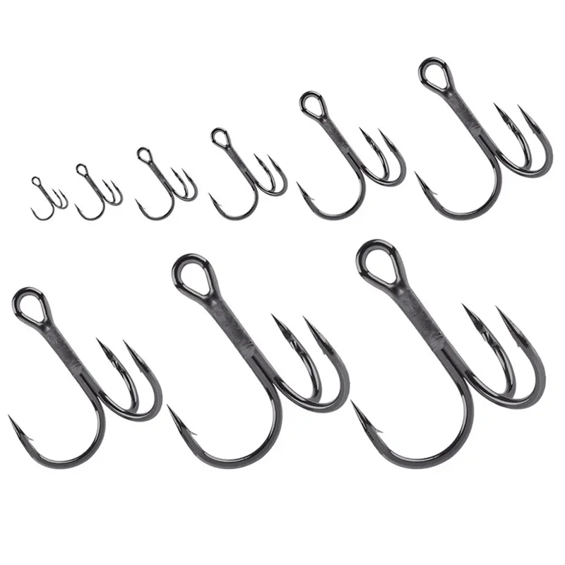 20 Pcs/Lot Overturned Treble Hook High Carbon Steel Black Fishing Hook 2/4/6/8/10/12# for Lure Triple Hooks Pesca Fishing Tackle