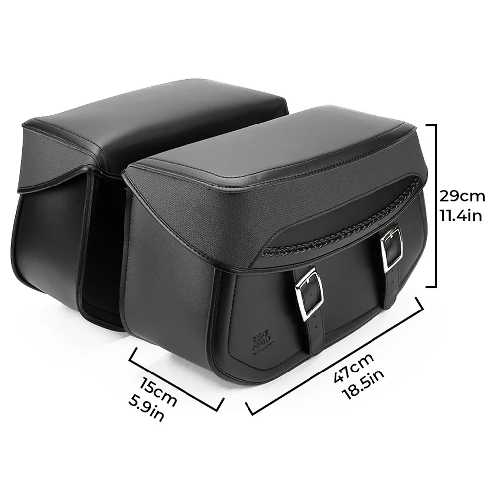 Alforja de motocicleta, Bolsa lateral Universal de cuero PU, bolsa de sillín impermeable, bolsa de viaje para Sportster Touring para Vstar Shadow