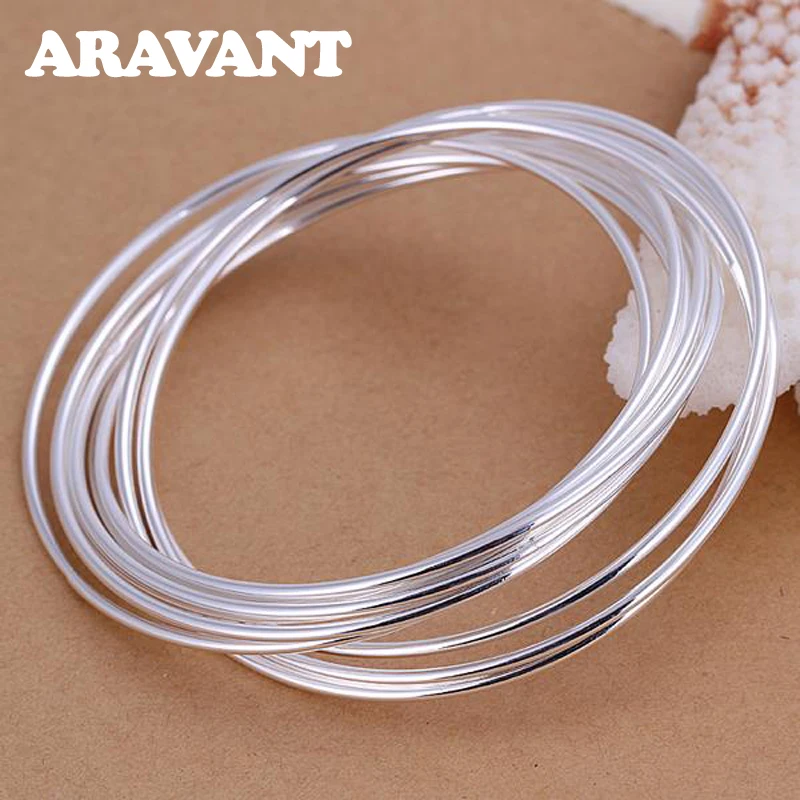 Men's & Women's 925 Silver Circle Triple Ring Bangle Set