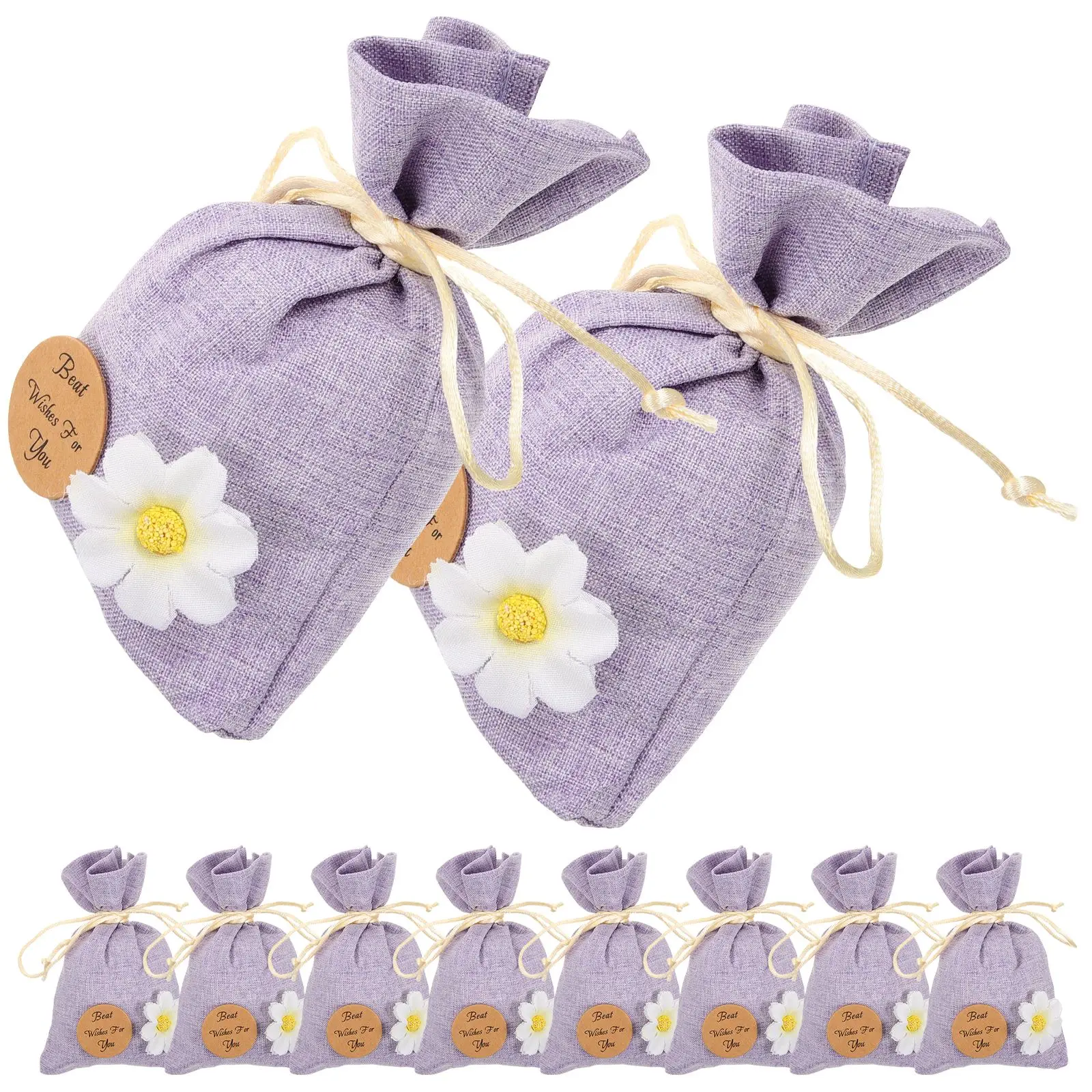 10pcs 15X10cm Embroidery Printed Lavender Imitation Hemp Bag Wedding Party Small Gift Packaging Bag Home Decoration Ornaments