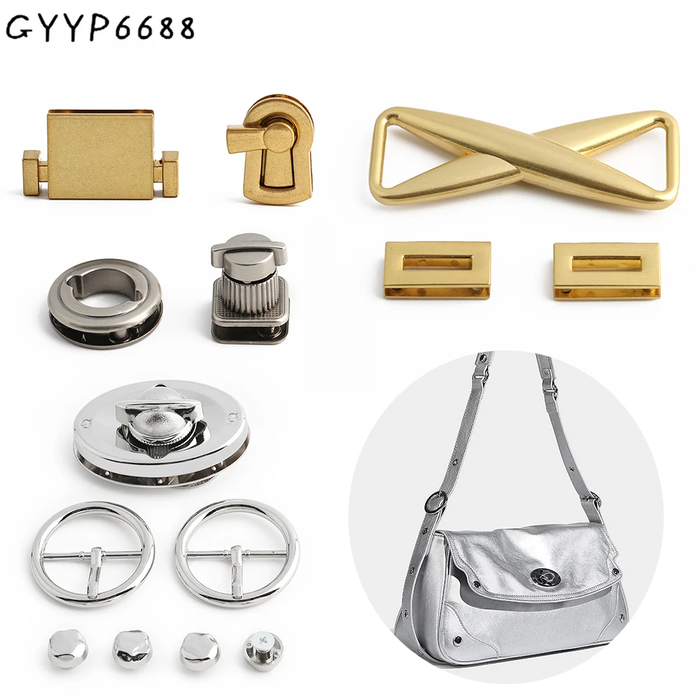 

3/5/10 комплектов металлических квадратных поворотных замков-пряжек для сумок, кошельков, багажа, декоративные аксессуары с заклепками и поворотным замком