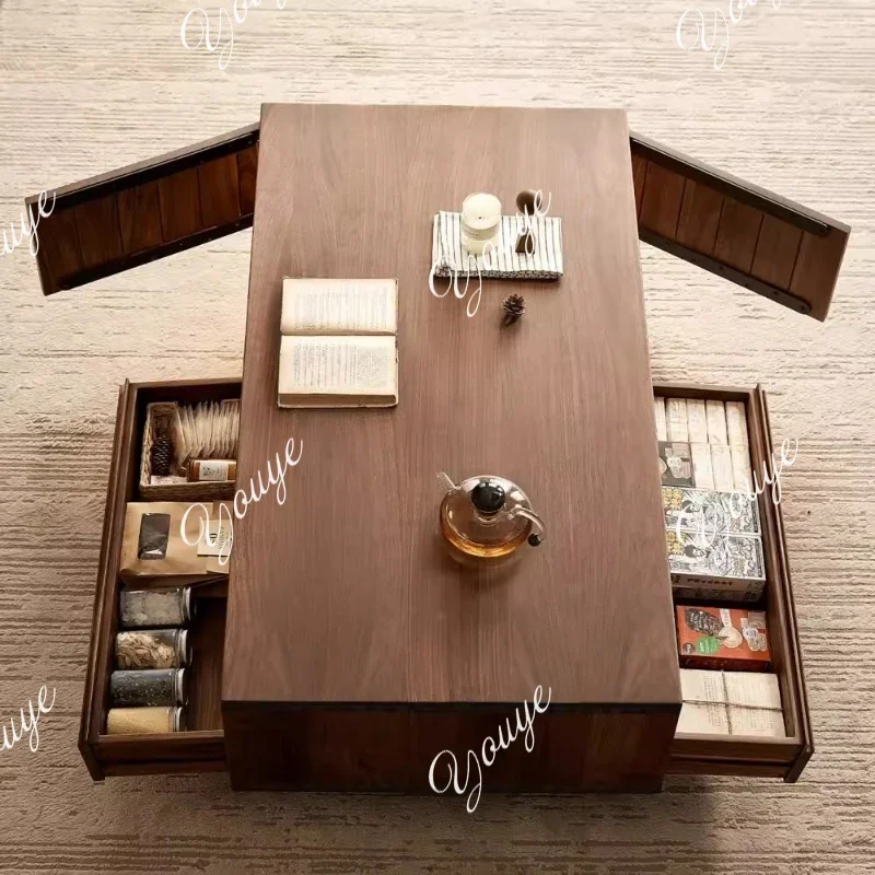 

N63 minimalist Chinese antique walnut coffee table combination round coffee table living room home light luxury high-end designe