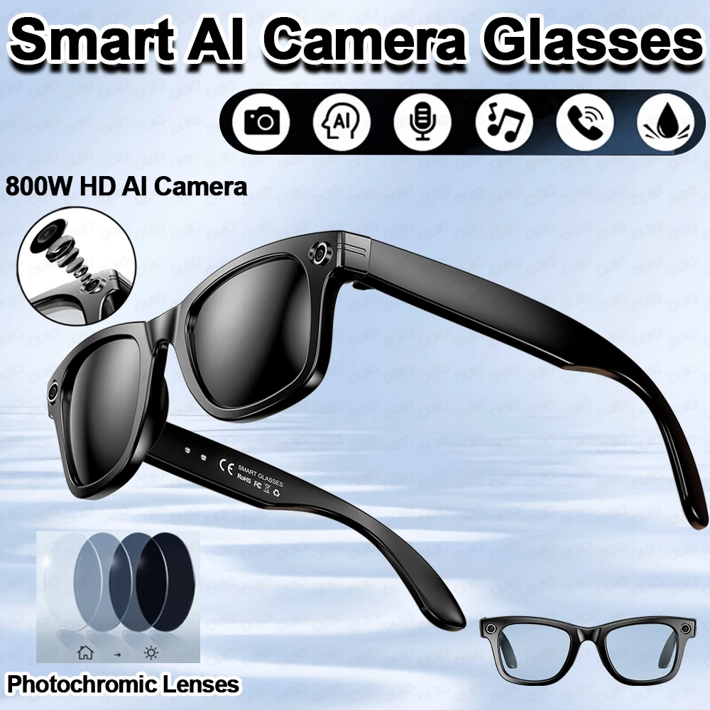 

Новые умные очки для записи видео, 800 Вт, камера, AI, распознавание фотографий, перевод ответов, 270 мАч, большой аккумулятор, Bluetooth-очки