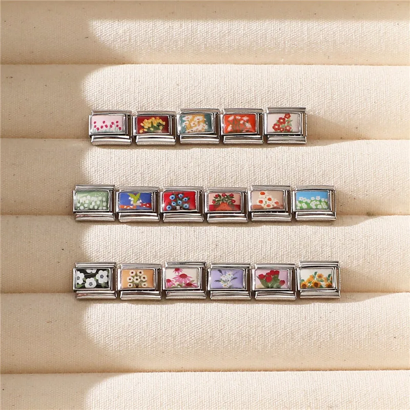 جديد روز توليب عباد الشمس زهرة الإيطالية سحر ربط صالح 9 مللي متر سوار الفولاذ المقاوم للصدأ النساء الرجال DIY بها بنفسك صنع هدية #5